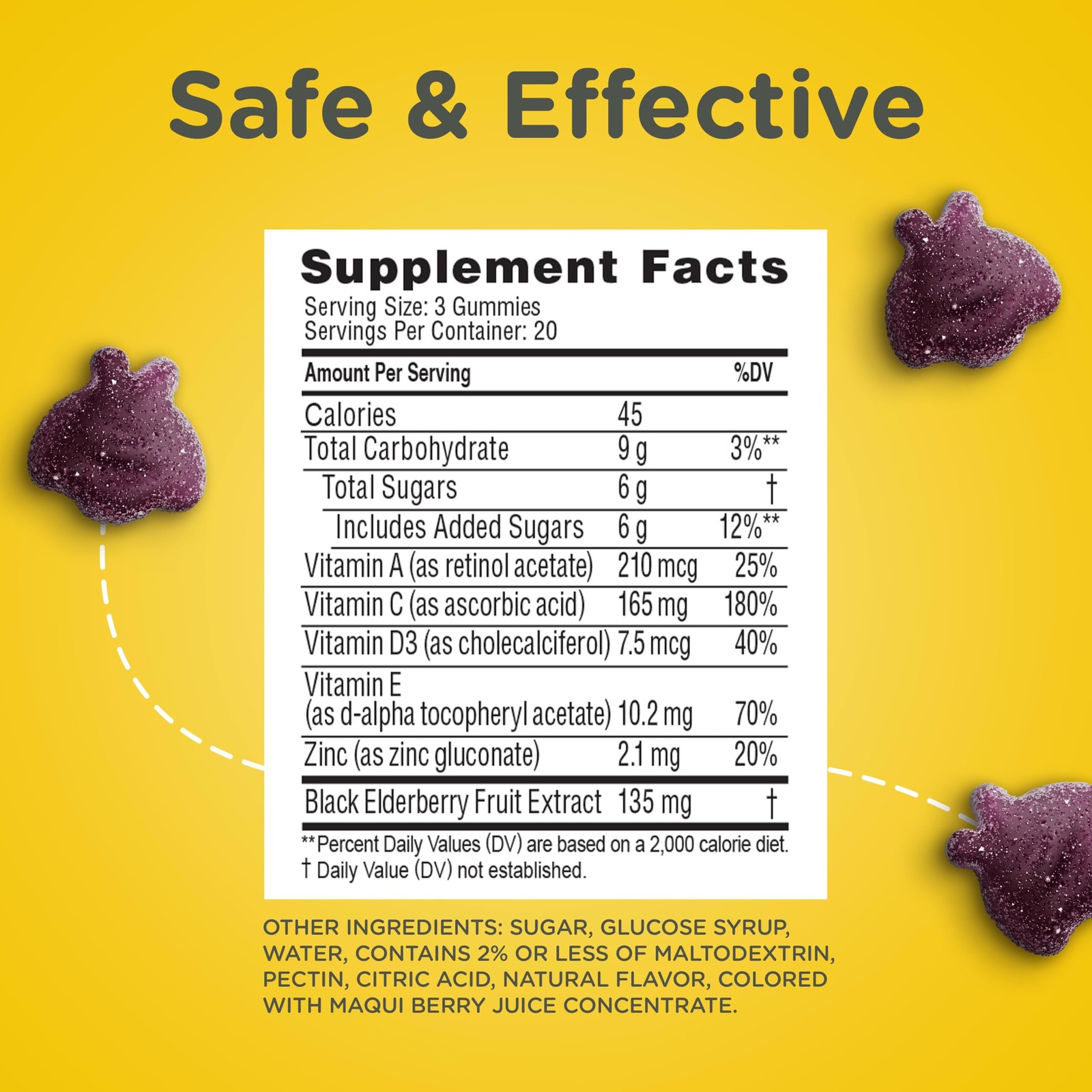 Zarbee’s Daily Immune Support* Gummies with Real Elderberry, Vitamins A, 60ct
