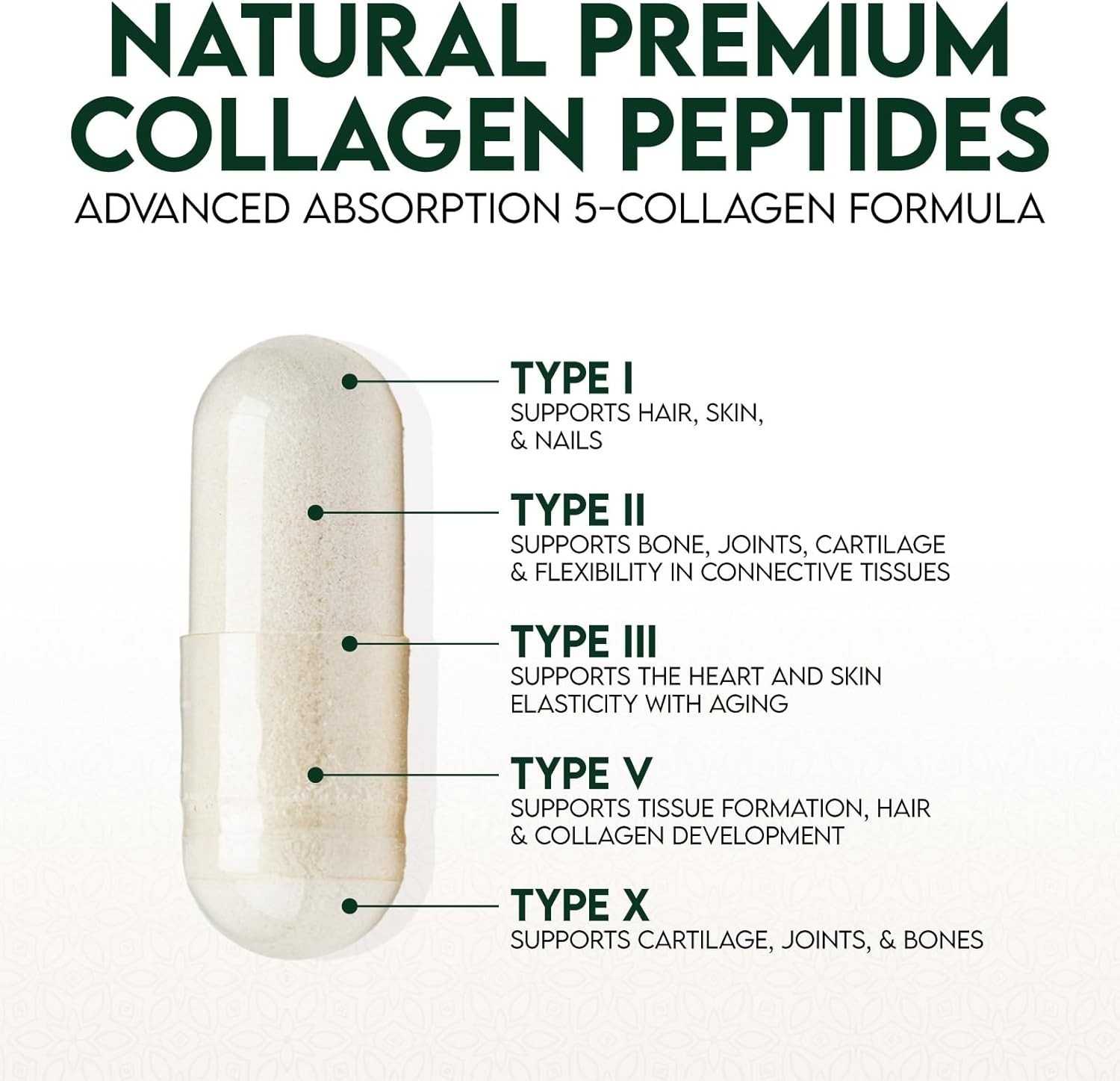 Multi Collagen Pills – Hydrolyzed Peptides 120 Count (Pack of 1)