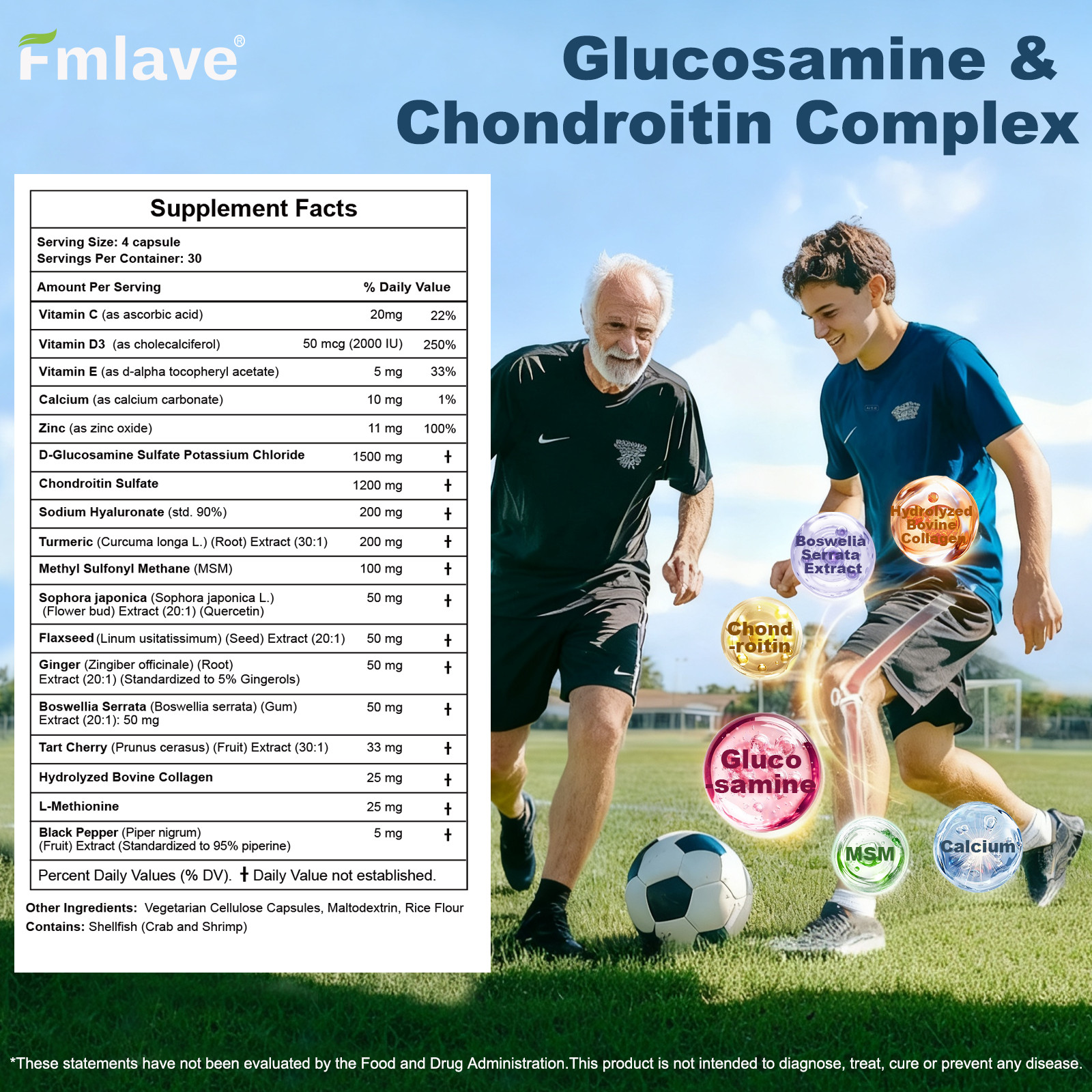 Glucosamine Chondroitin Turmeric MSM Triple Strength Joint Support 2800mg 120pcs