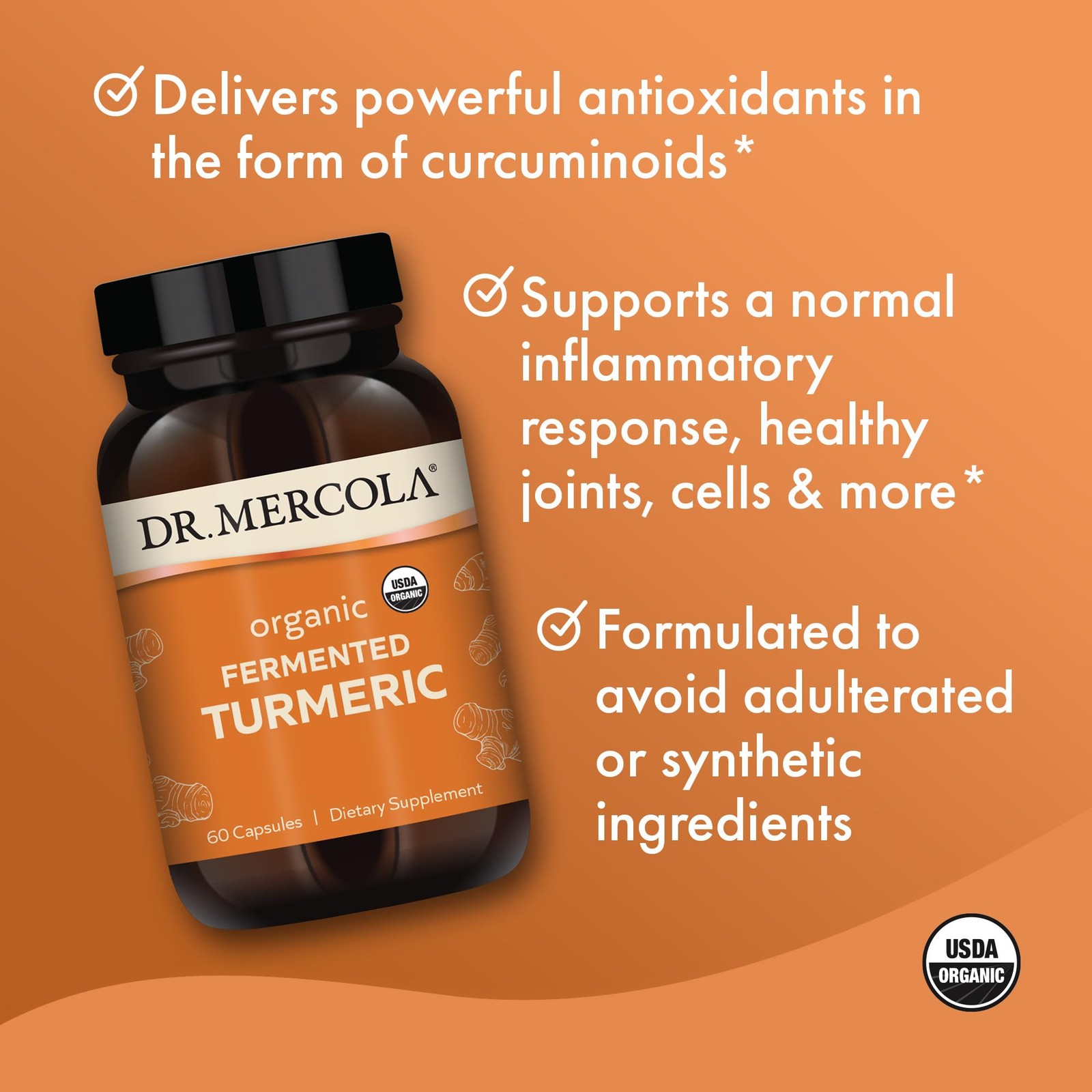 Dr. Mercola Organic Fermented Turmeric – 370 mg 60 Count (Pack of 1)