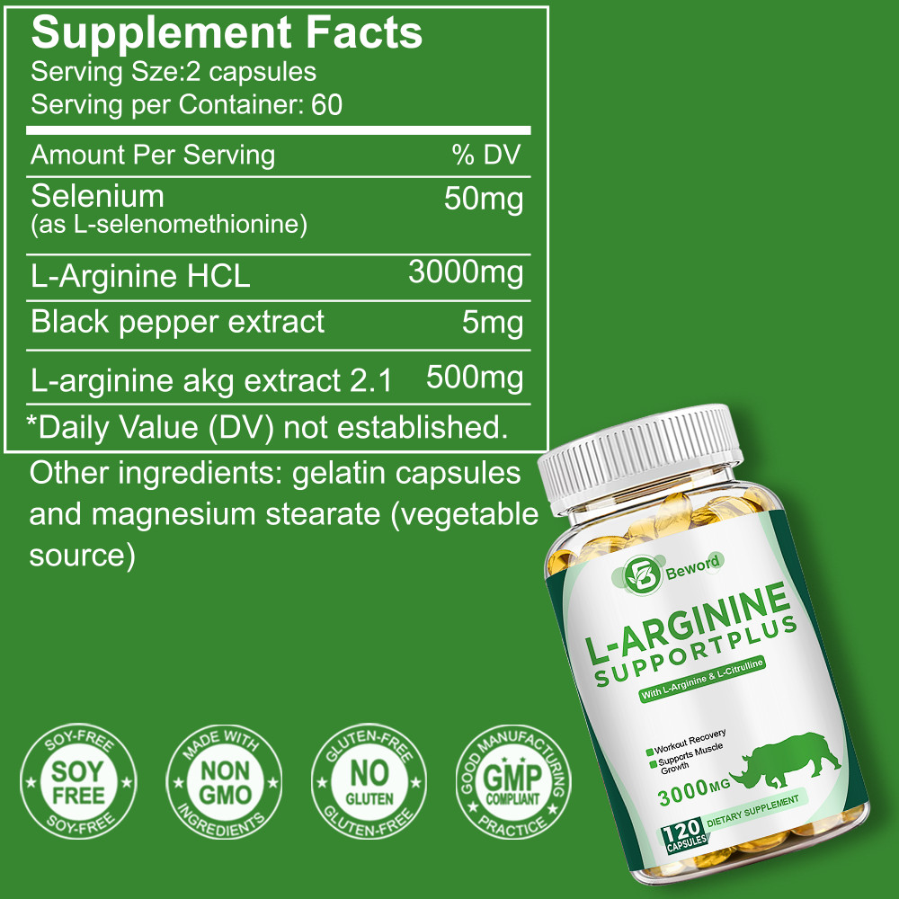 L-Arginine L-Citrulline 3000mg Extra Strength Nitric Oxide & Circulation Boost-