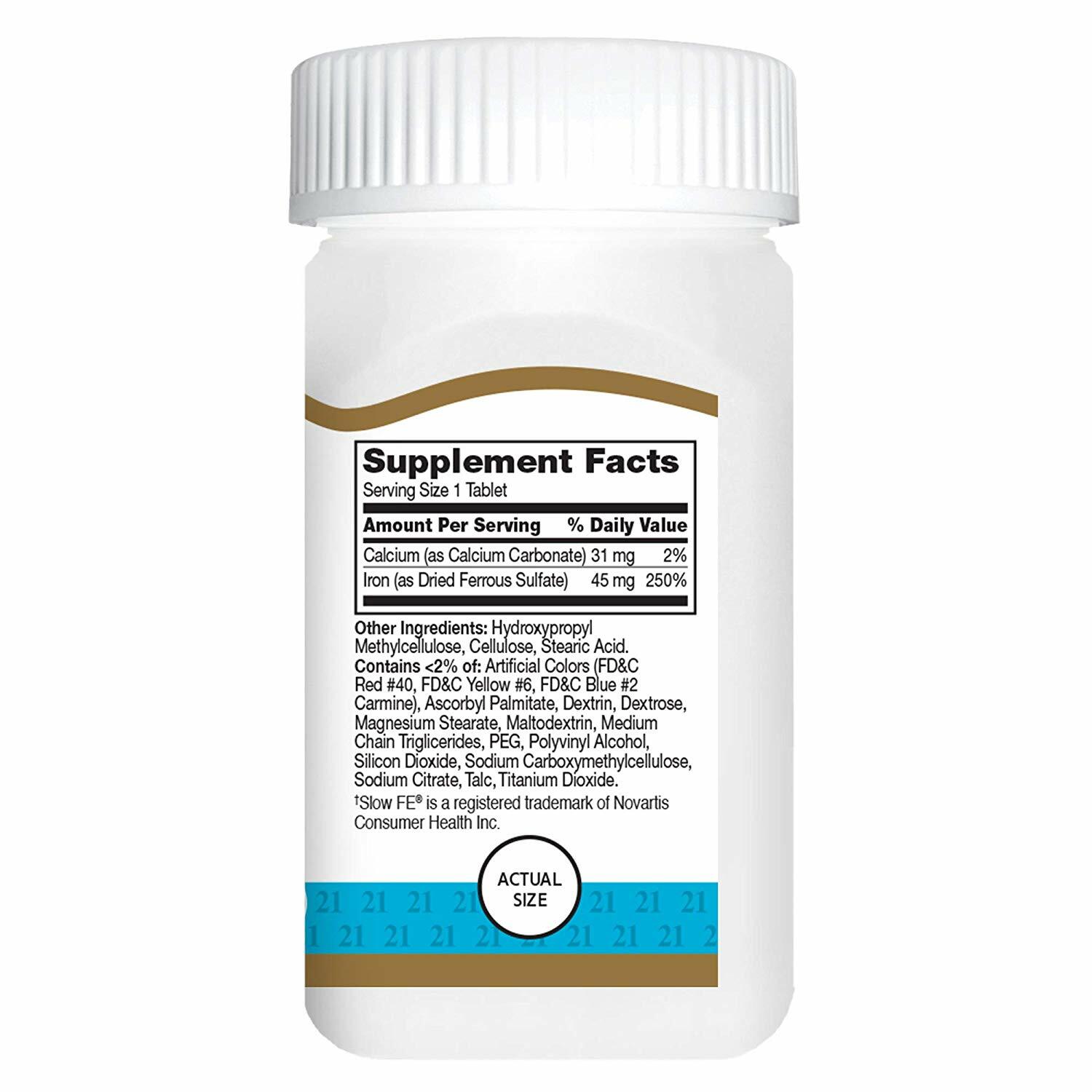 21st Century Slow Release Iron Tablets, 60 Count (Pack of 3) -Expiration 03-2024