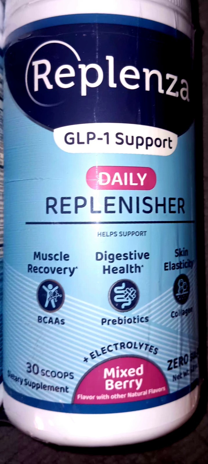 6pc 30 Day Replenza Daily Replenisher GLP-1 Mixed Berry Powder 11/26 Zero Sugar