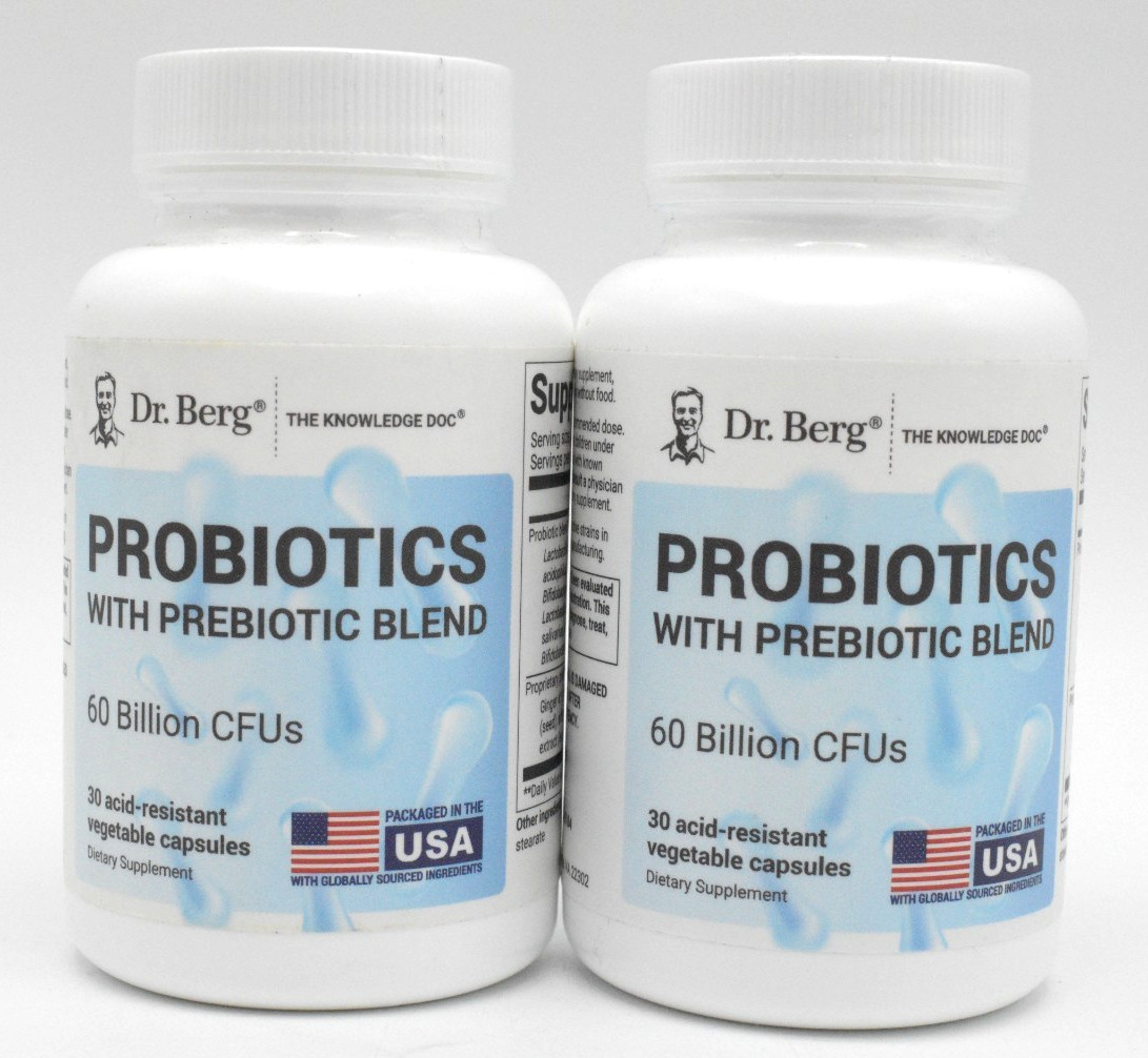 2 Pack – Dr. Berg Probiotics 60 Billion CFU’s – 30 Capsules – Exp: 07/2027