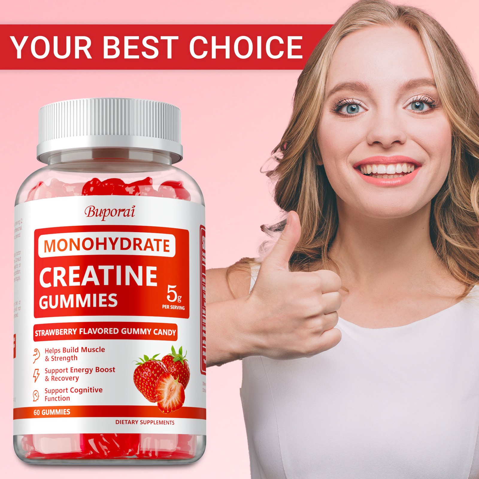 Creatine Monohydrate Gummies -Helps Improve Muscle Strength and Cognitive Health