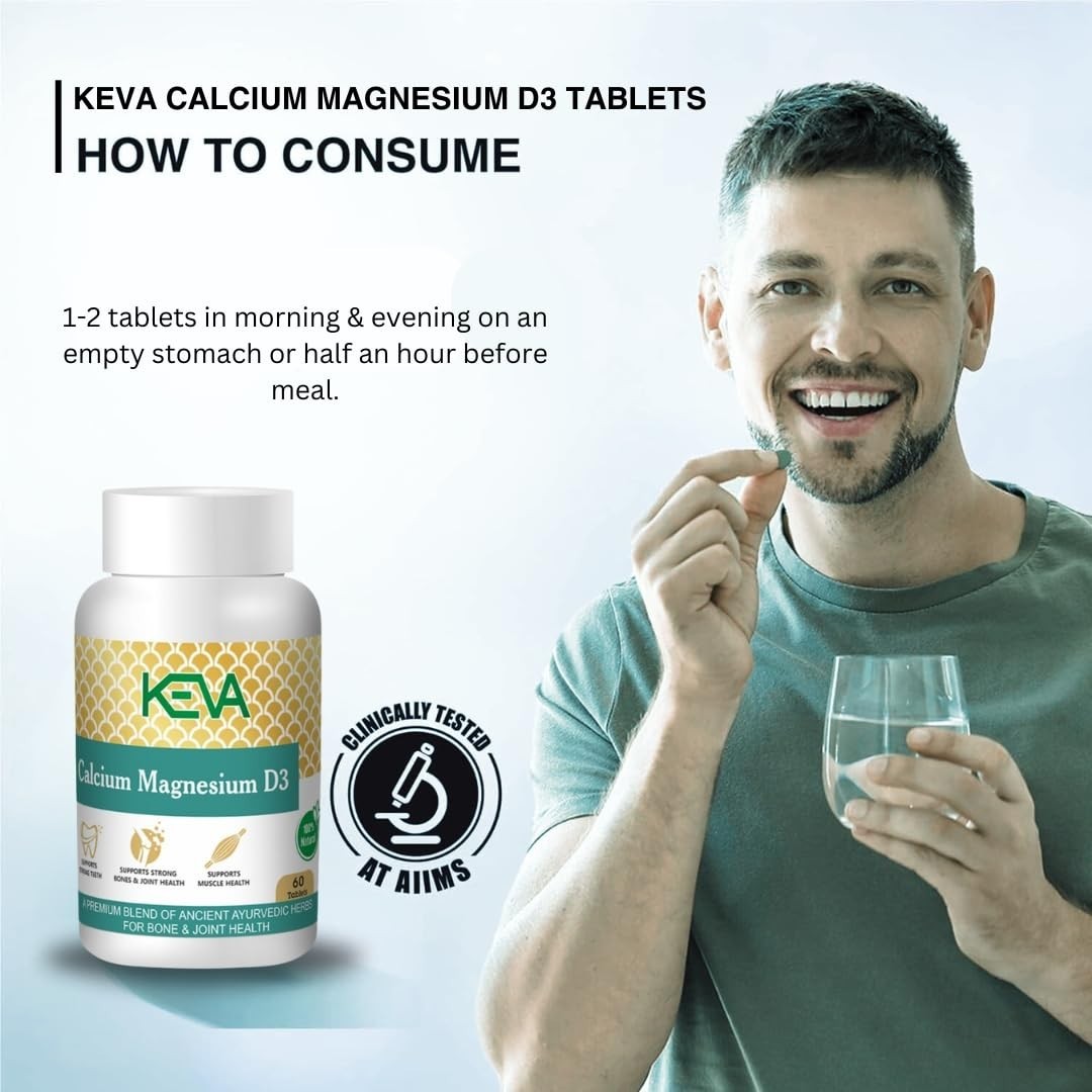3 Pack KE.VA Calcium Magnesium D3 180 Tablets Daily Use