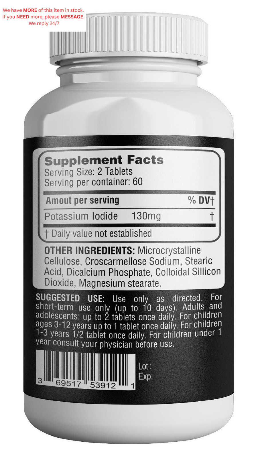 Potassium Iodide130 mg – KI Tablets- 120 Count (Pack of 1), White
