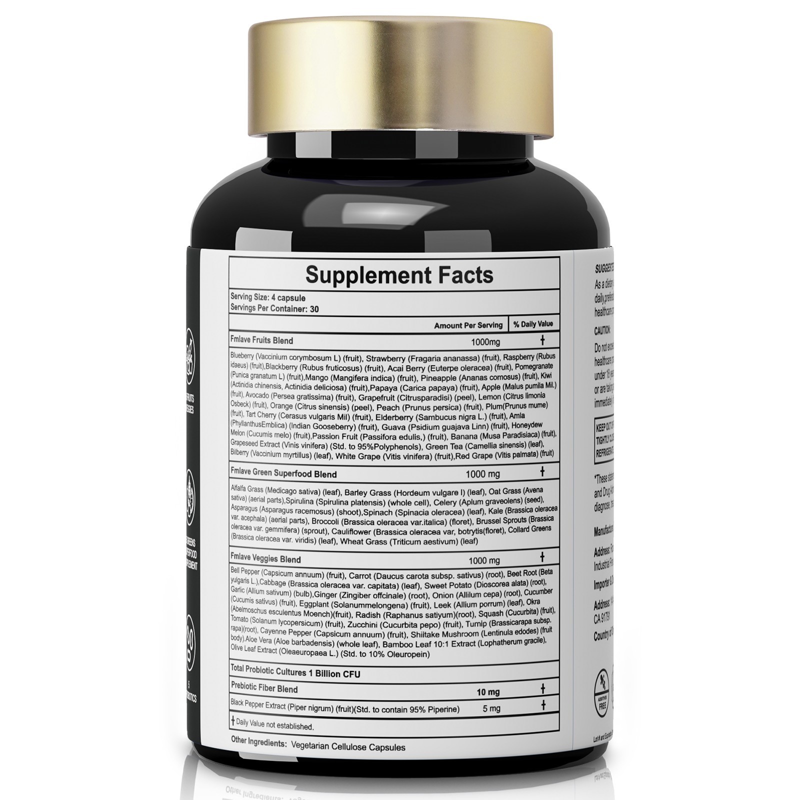 3pcs 70 Fruits and Veggies Whole Food Supplement w/ Probiotics for Gut 360 Count