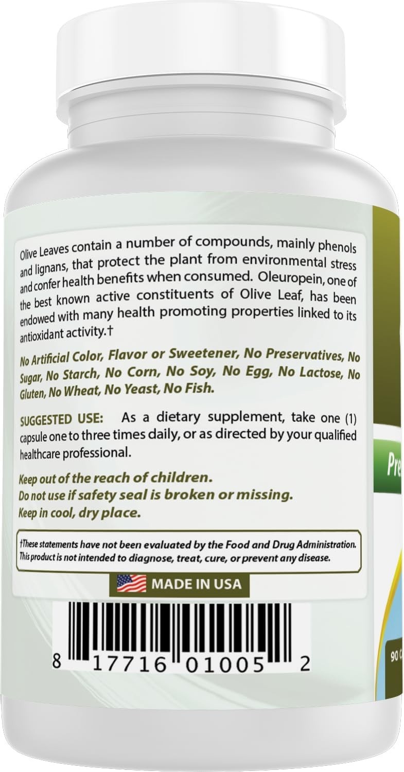 Olive Leaf Extract Capsules 700 Mg – 90 Count, GMP Certified, Made in USA