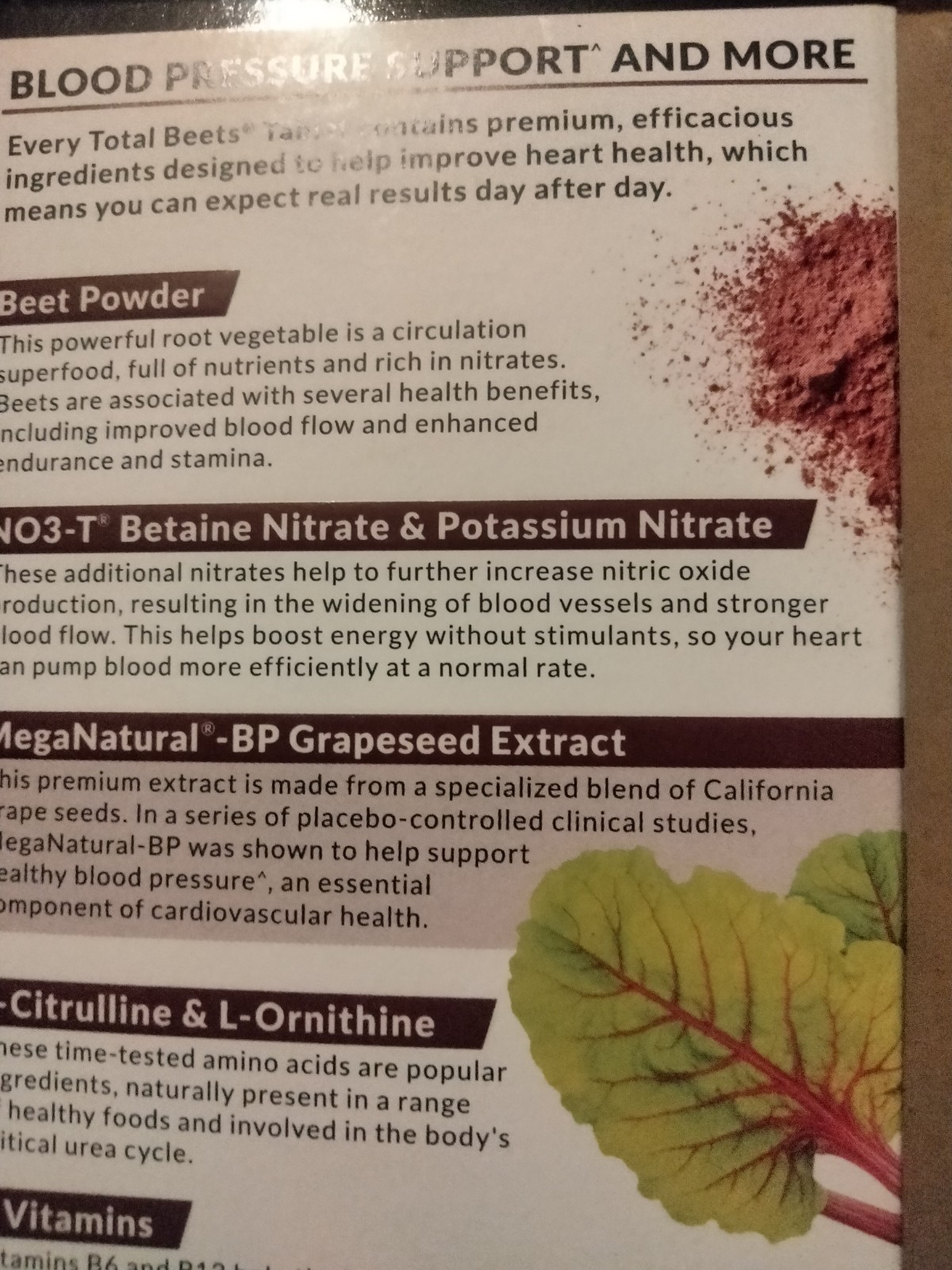 total beets supports healthy blood pressure 120 tablets