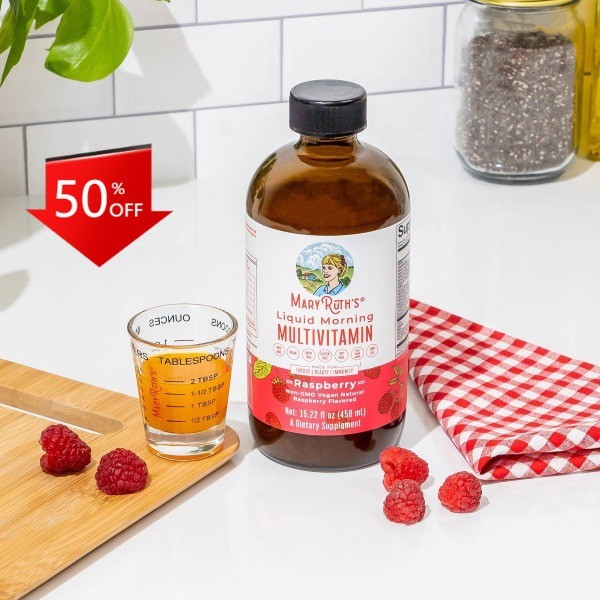 MaryRuth’s Liquid Morning Vegan Multivitamin – Raspberry – 15.22 fl oz: Dietary
