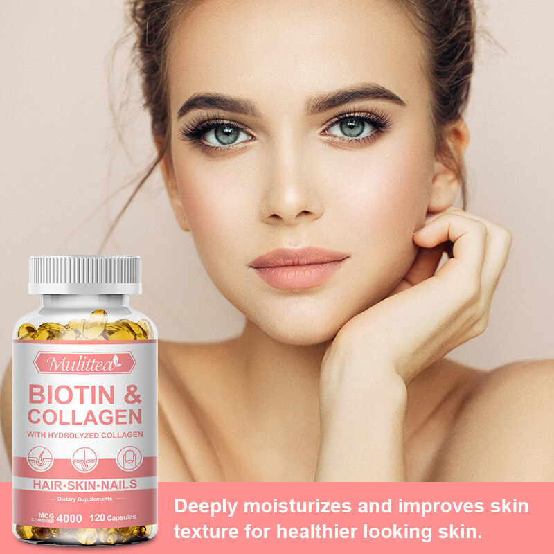 Biotin & Collagen Capsules 4000mcg For Hair,Skin,Nails Health Dietary Supplement