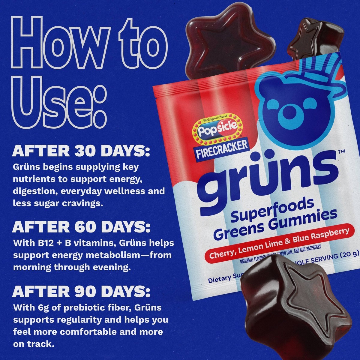 Grüns Limited Time Flavor Firecracker Sugar-Free Adult Greens – 240g/12 Servings