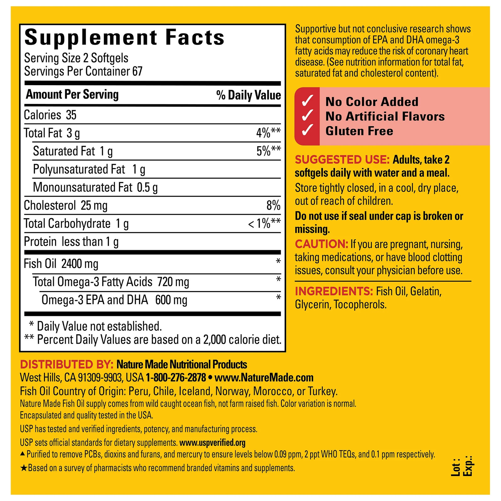 Fish Oil 2400Mg per Serving Softgels, Omega 3 Fish Oil Supplements, 134 Count