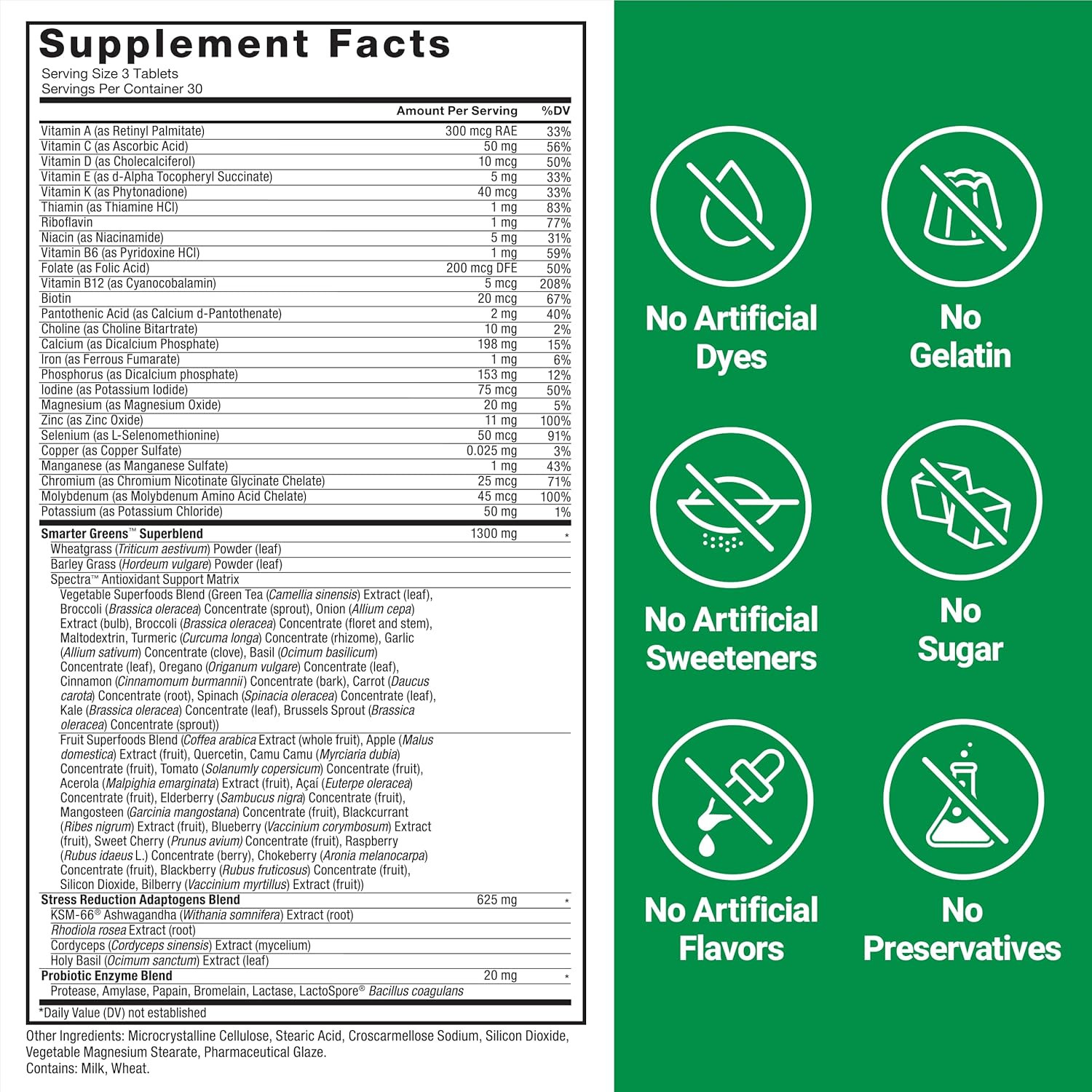 Smarter Greens Tablets, Greens Supplement with 25+ Superfoods and Antioxidant…