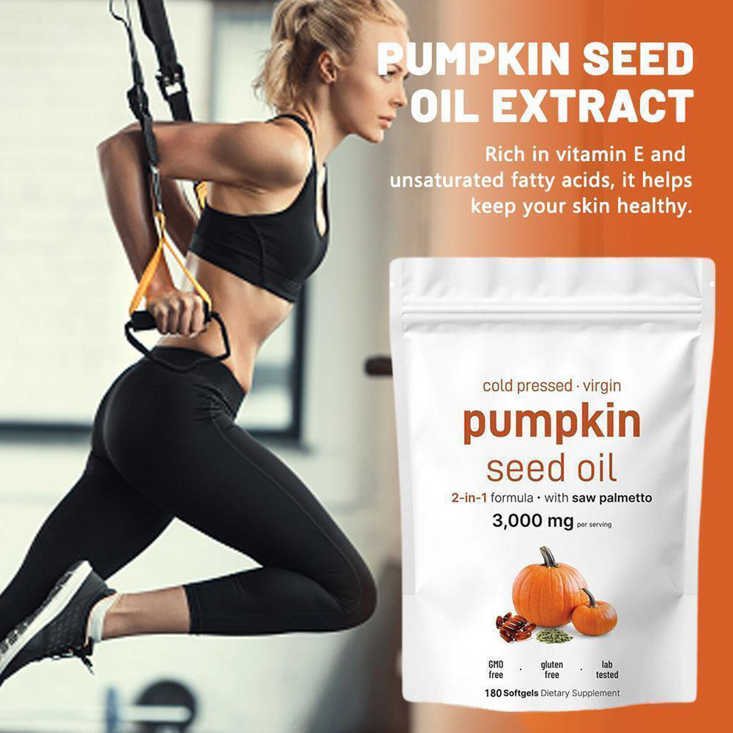 Seed Pumpkin Oil 3000mg + Saw Palmetto 300 mg | Prostate Support |180 Softgels