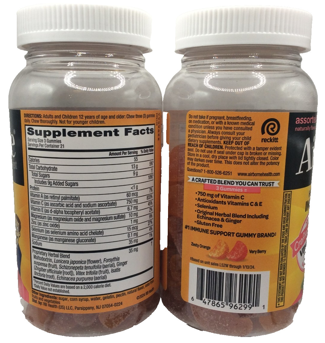 Airborne Immune Support Assorted Fruit All-in-One Product Gummy, 126 Gummies