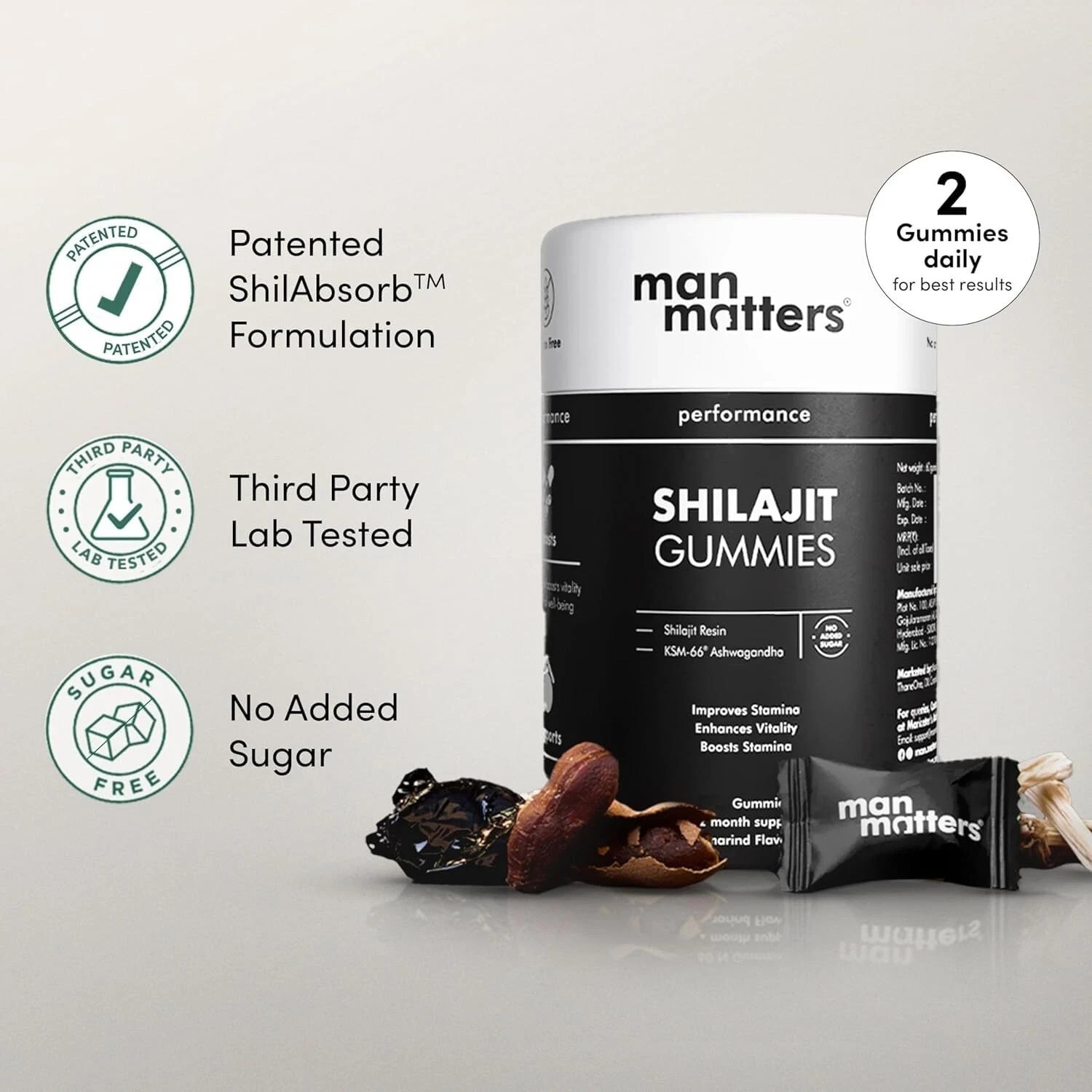 Man Matters Pure Himalayan Shilajeet Gummies For Boosts Stamina 30 Gummys A073