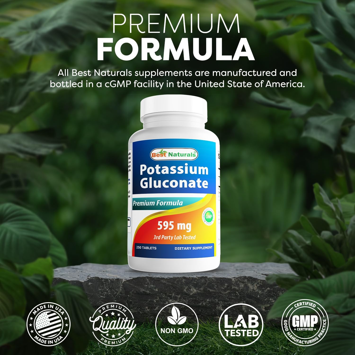 Best Naturals Potassium Gluconate 250 Count (Pack of 1), Original Version