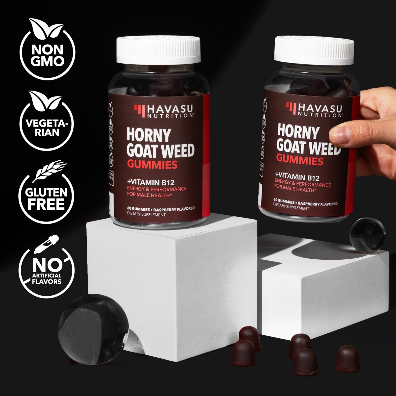 Horny Goat Weed Gummies with Vitamin B12 – Energy, 60 Count (Pack of 1)