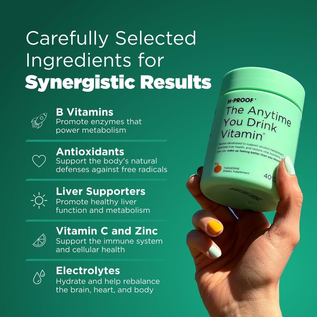 H-PROOF The Anytime You Drink Vitamin, Liver Health & Immunity Support with
