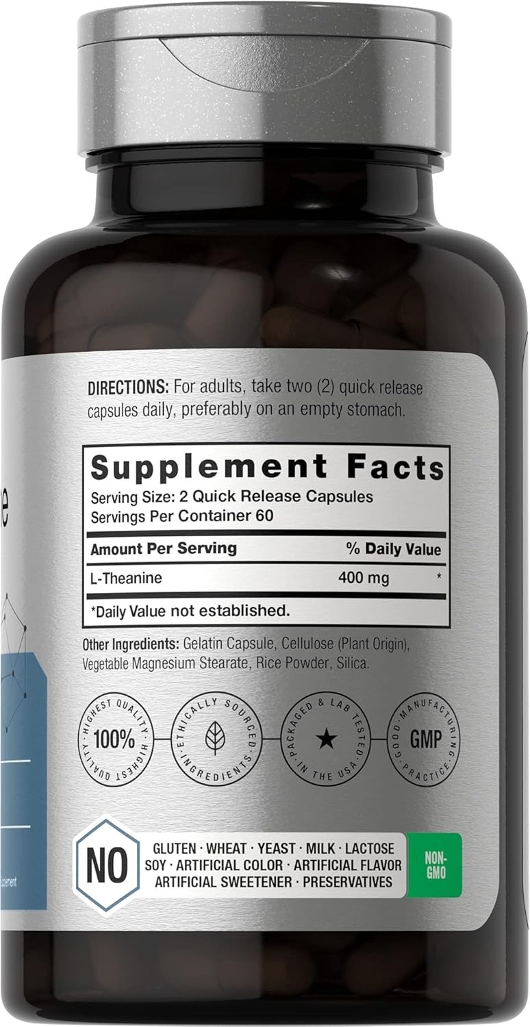 L Theanine 400mg | 120 Capsules | Non-GMO & Gluten Free | by Horbaach