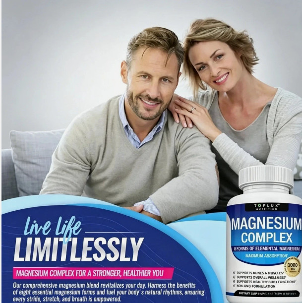 Toplux Magnesium Complex,8 Essential Forms,1000mg High Potency for Muscle&Sleep
