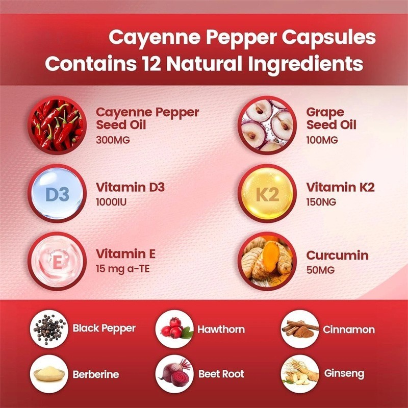 Cayenne Pepper Softgels Supplement, Supports Leg Vein, 240 Softgels /1 Bag US