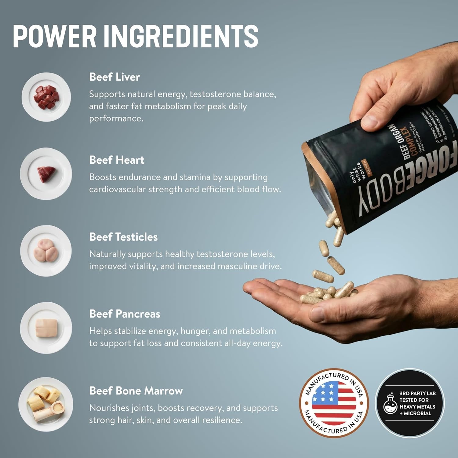 FORGEBODY® Beef Organ Complex Capsules [1 Month] – 100% Grass Fed Beef Organ Sup