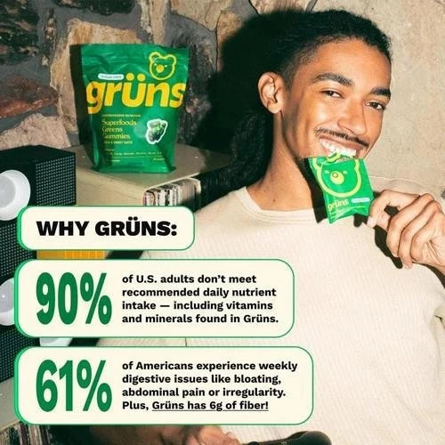 Multivitamin Gruns Vegetable Bears Gummies, Superfood Greens Blends Gummy
