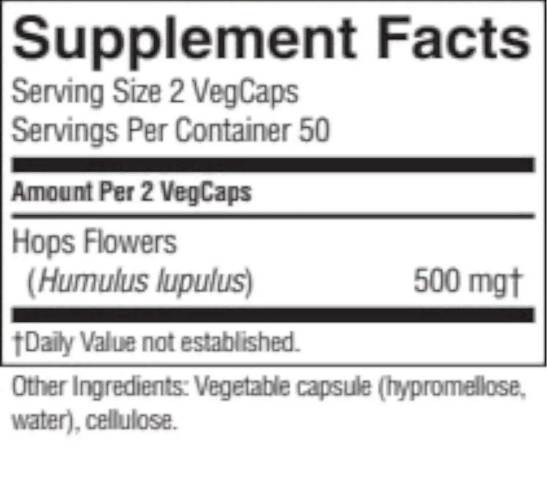 Nature’s Sunshine Hops – 100 Veg Capsules Promotes Sleep & Calmness NEW