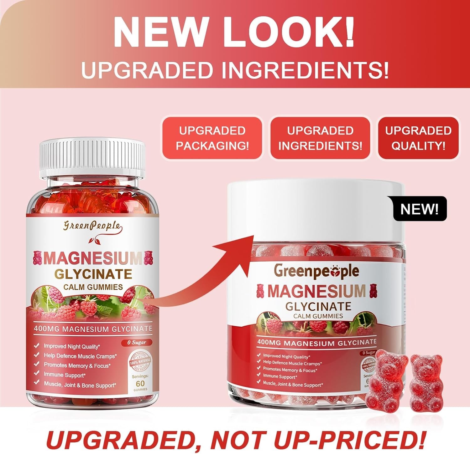 Magnesium Glycinate Gummies 400mg Sugar Free Raspberry