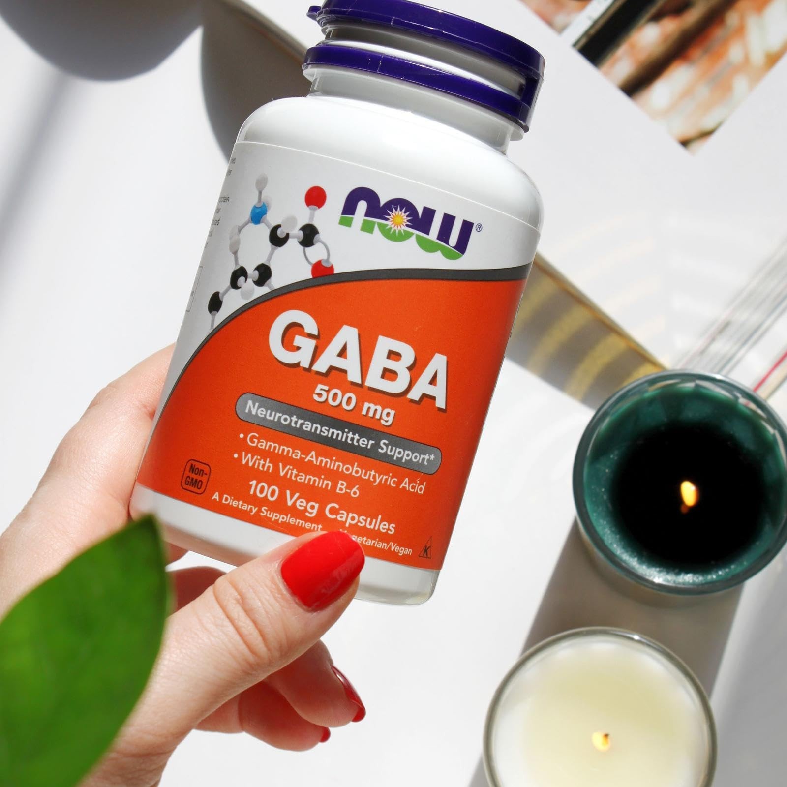 NOW Gaba 500mg, 100 Veg Capsules 100 Count (Pack of 1)