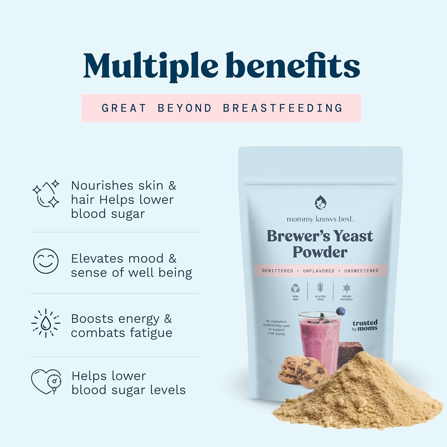 Mommy Knows Best Brewer’s Yeast Powder Breastfeeding Support, Gluten-Free, 15 oz