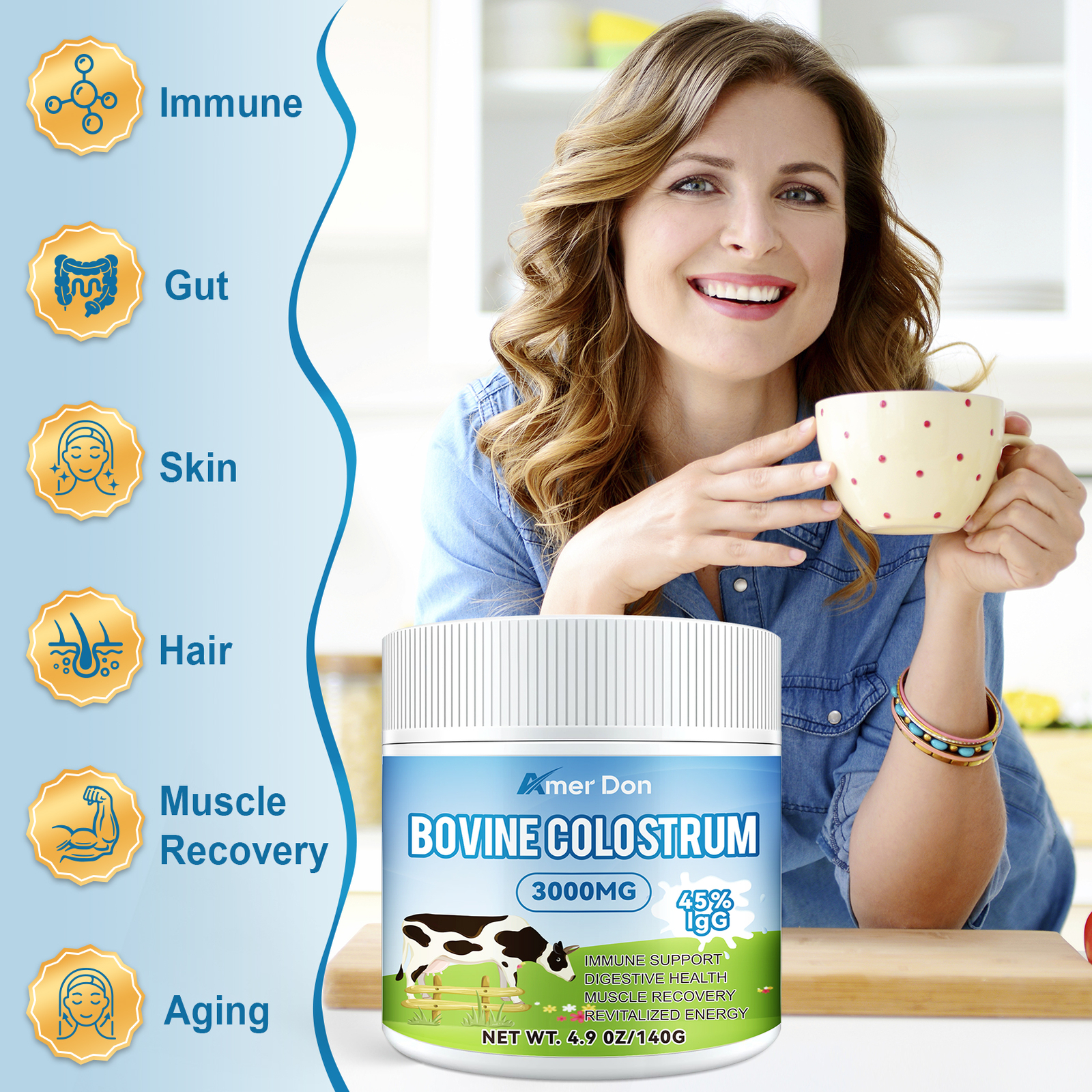 Bovine Colostrum Powder – 45% IgG Highly Concentrated Pure Bovine Grass Fed