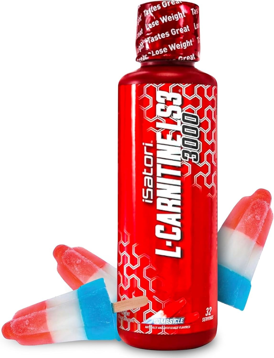 L-Carnitine LS3 3000, 32 Servings Liquid Energy Booster, Keto-Friendly Bombsicle