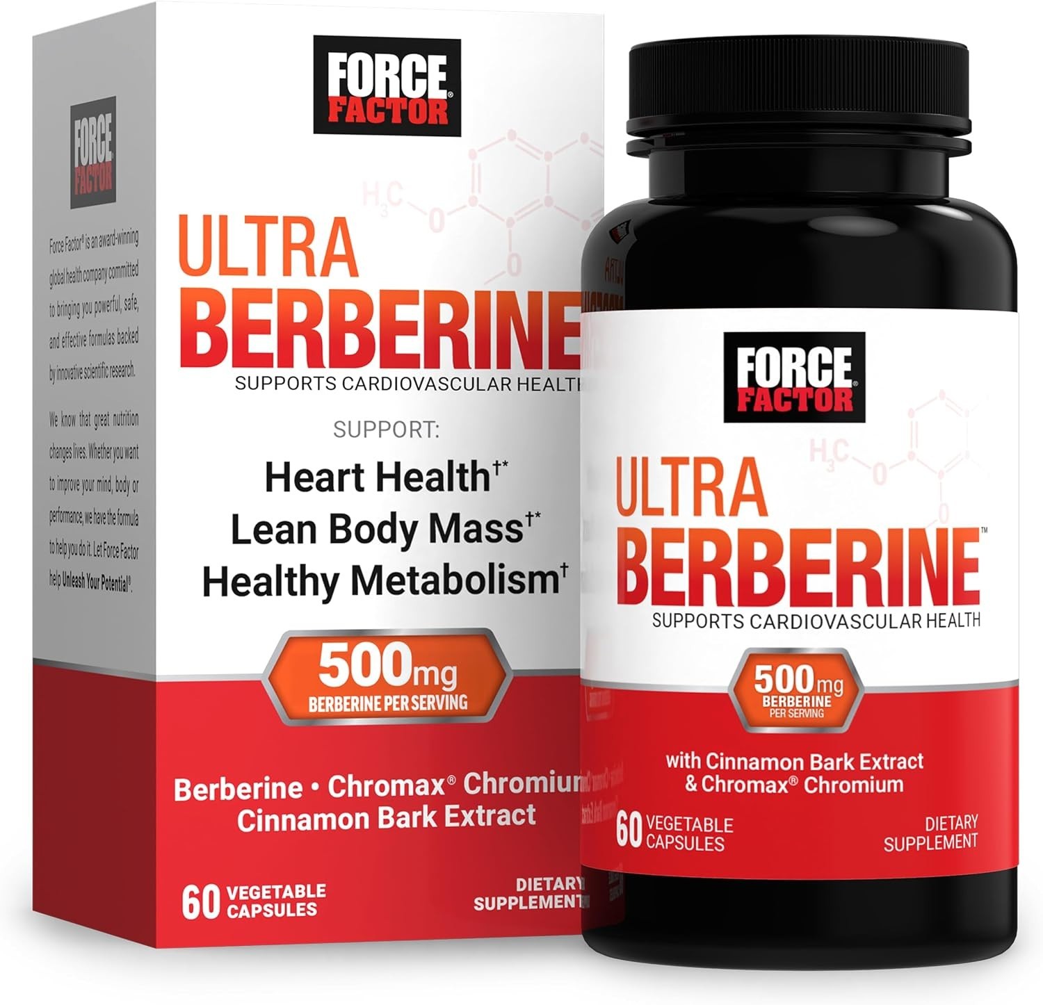 Force Factor Ultra Berberine Supplement with Cinnamon for Blood Sugar Support