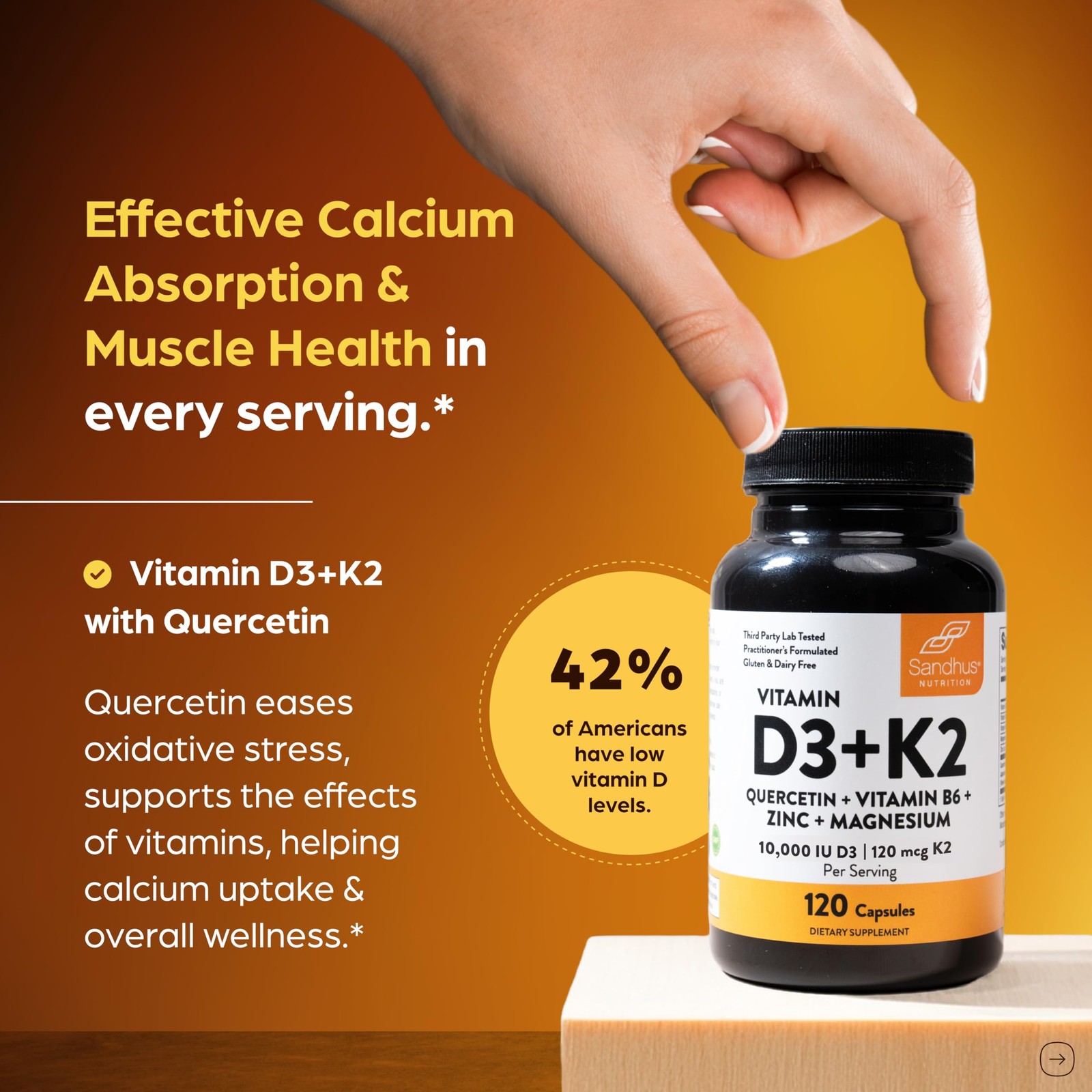 Sandhu’s Vitamin D3 K2 Magnesium 10000 IU, 120mcg K2 Capsules 120 Count Pack …