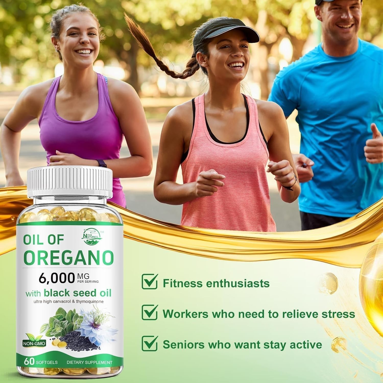 Oregano Oil & Black Seed Oil Supplement | Immune Support, 60 Softgels, 2-in-1