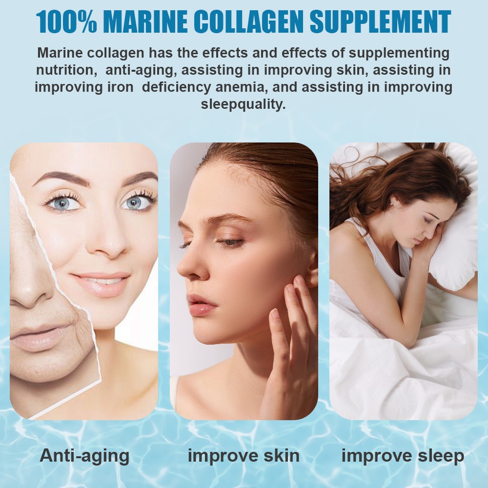2 Bottle Marine Collagen Type I Peptides Hyaluronic Acid Vitamin C 60 Count