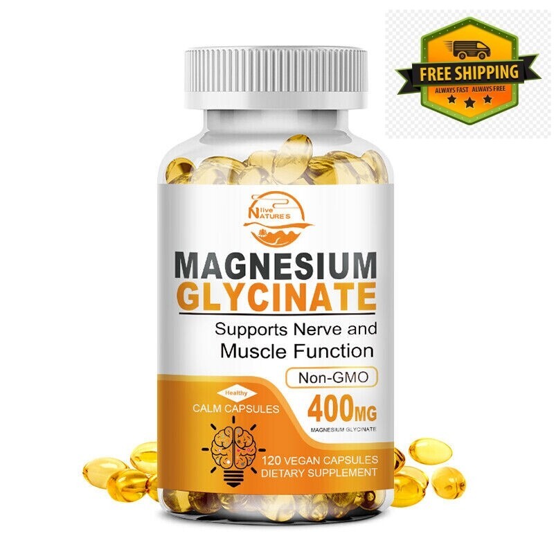 Magnesium 400mg Glycinate – 120 Capsules For Sleep, Stress Relief Support Bone