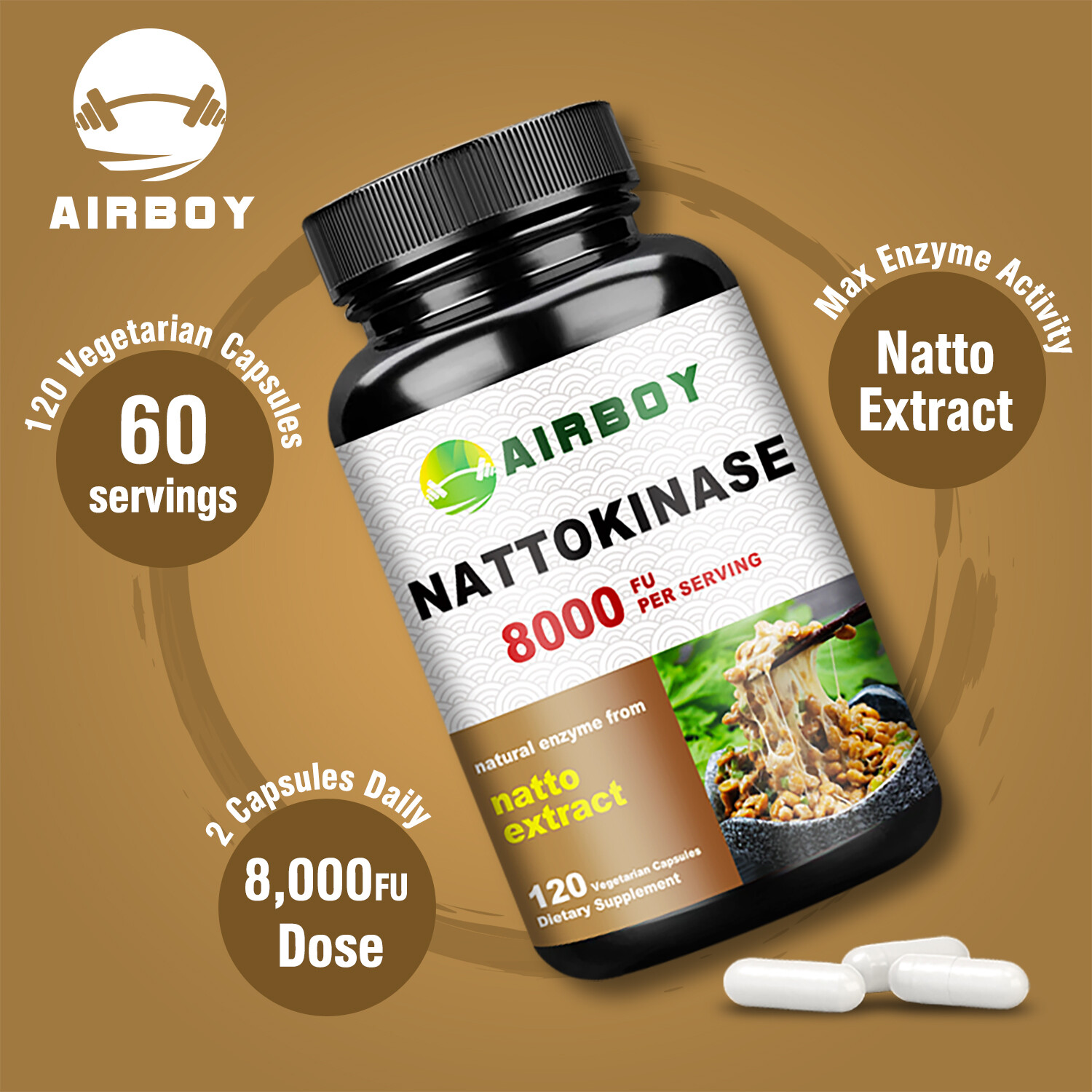Nattokinase 8000FU – Blood Flow, Heart & Cardiovascular Health, Highly Absorbent