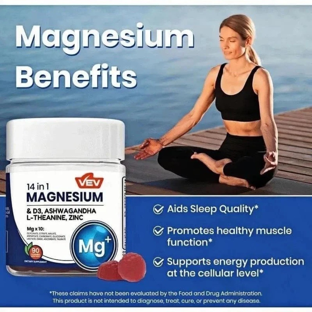 2-Pack VEV 14-in-1 Magnesium Gummies with Vitamin D3 & Ashwagandha 90 Count