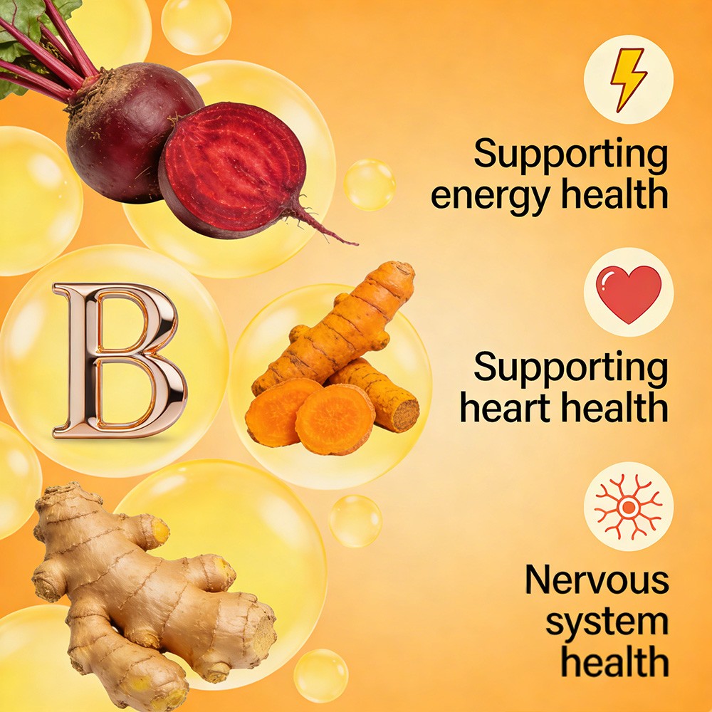 Vitamin B Complex B1 B2 B3 B5 B6 B12 With Turmeric Root Energy 30/60/120Capsules