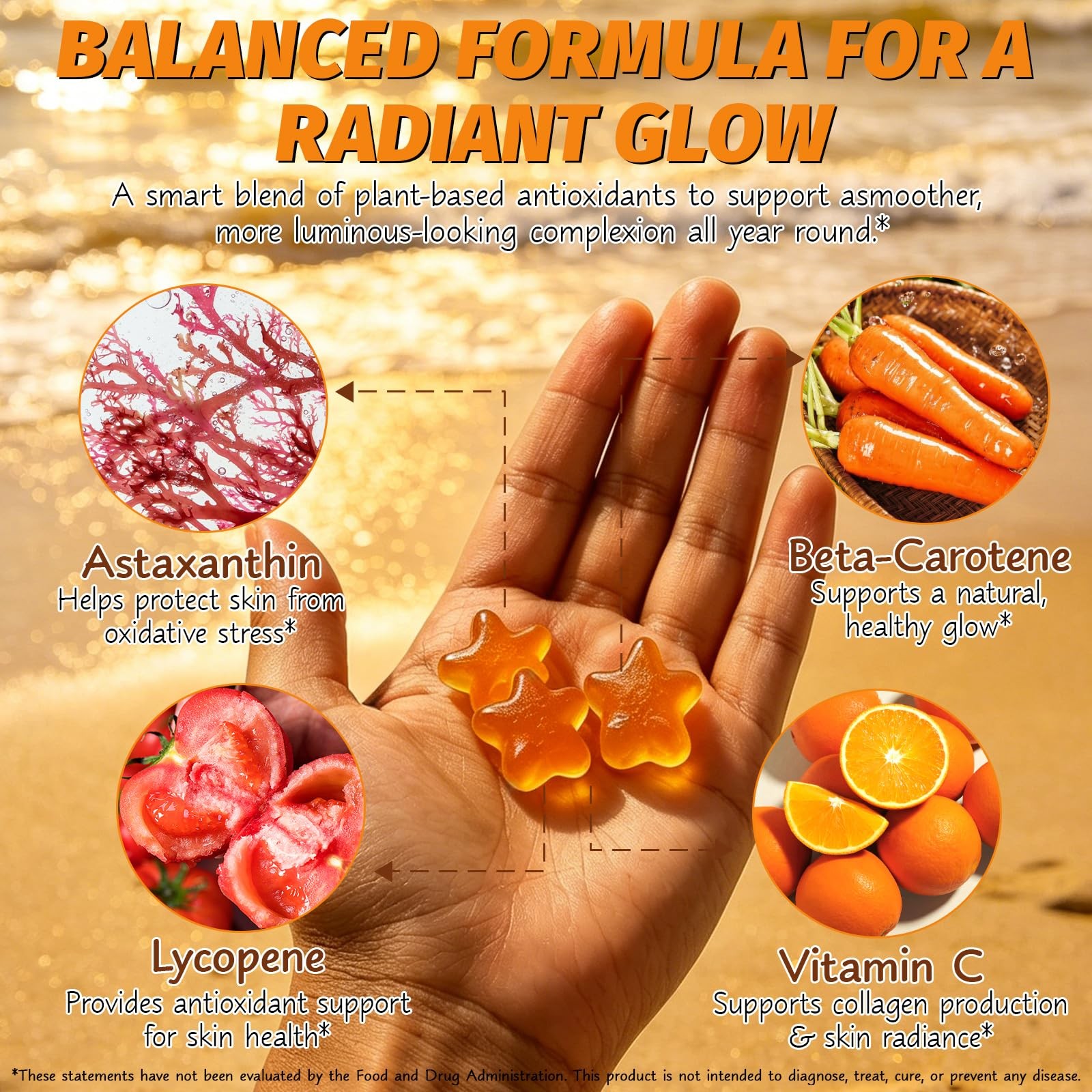 Astaxanthin Tanning Gummies Sun-Free for 1 Count (Pack of 120), 120count