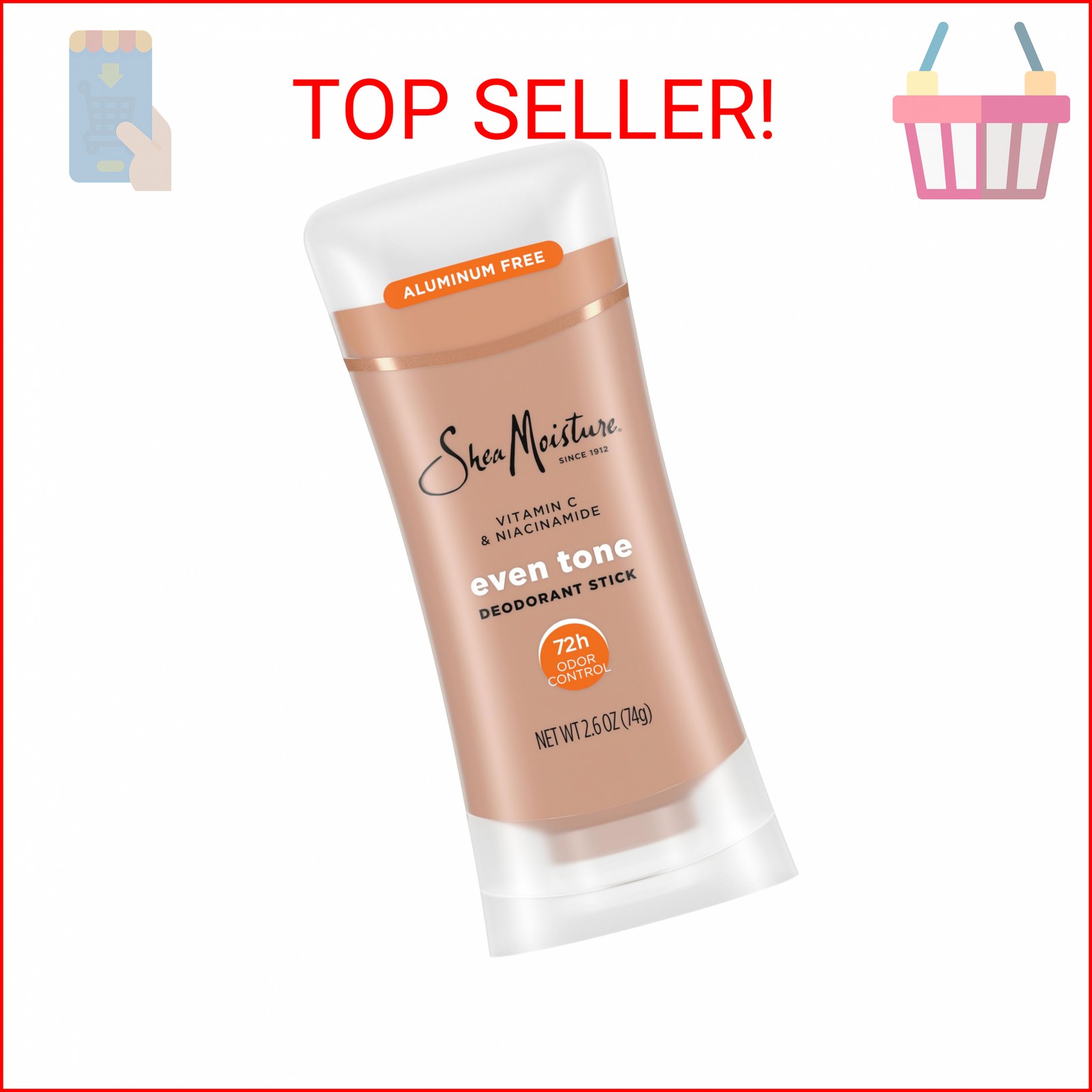 SheaMoisture Deodorant Stick for 72h Odor Control Fresh Aluminum Free 2.6 oz