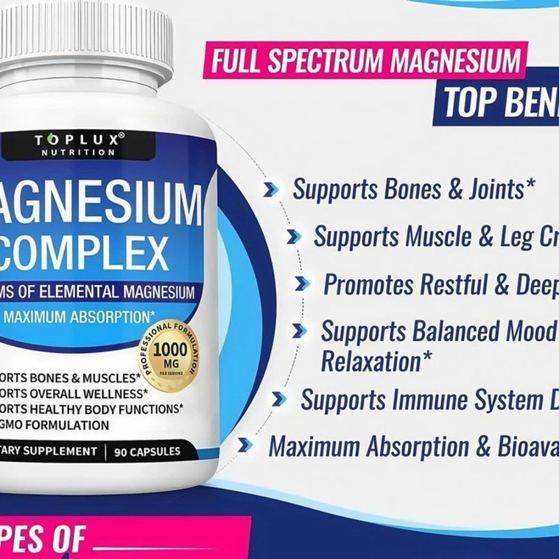 Complex Magnesium Toplux 8 Essential Magnesium Supplement 1000mg