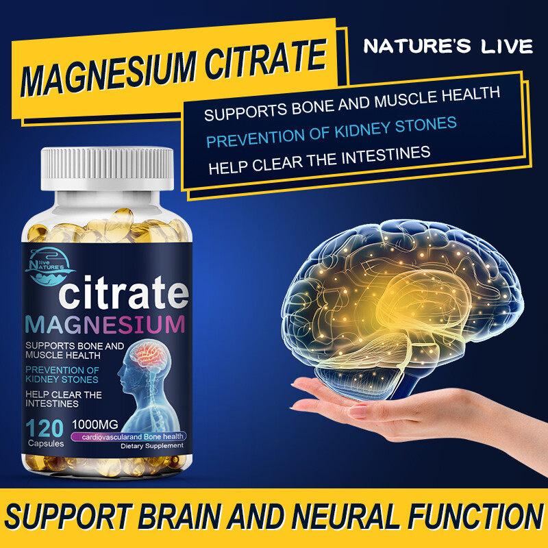 Magnesium Citrate Capsules 1000mg Supports Bone,Heart Health Citrato De Magnesio