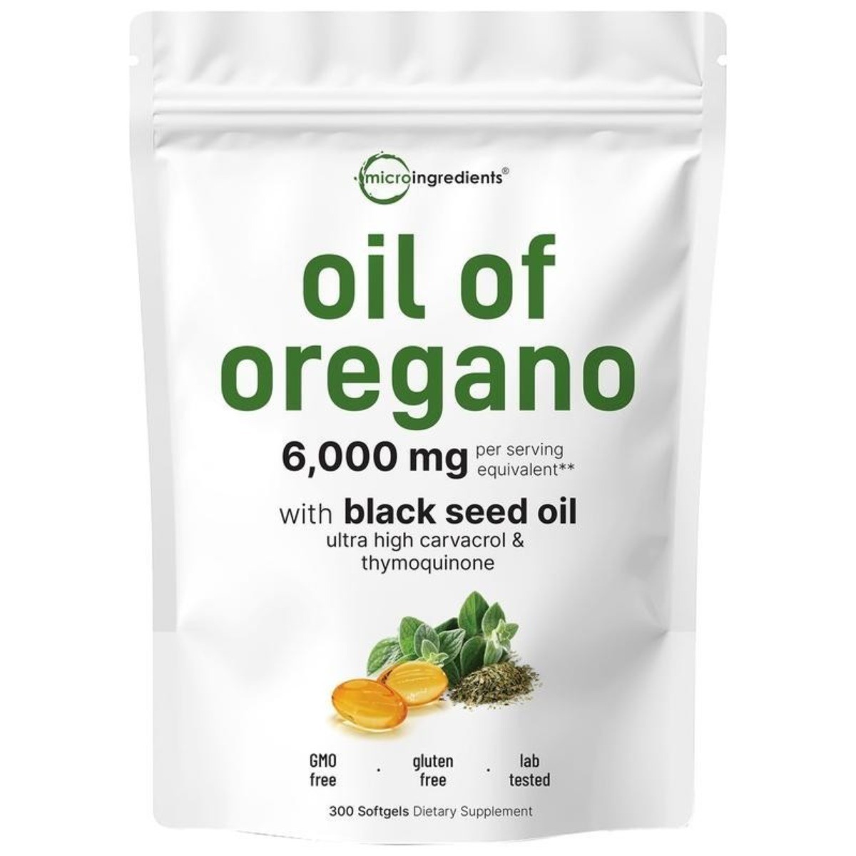 MicroIngredients Oil of Oregano with Black Seed Oil for Immune Support