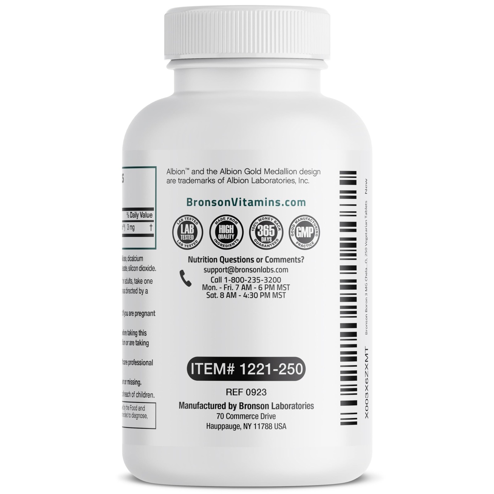Bronson Boron 3 MG Chelated Superior Absorption 250 Count (Pack of 1)